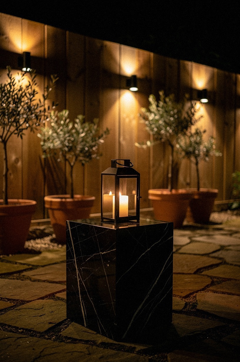 Mount sconces on fence posts for perimeter glow