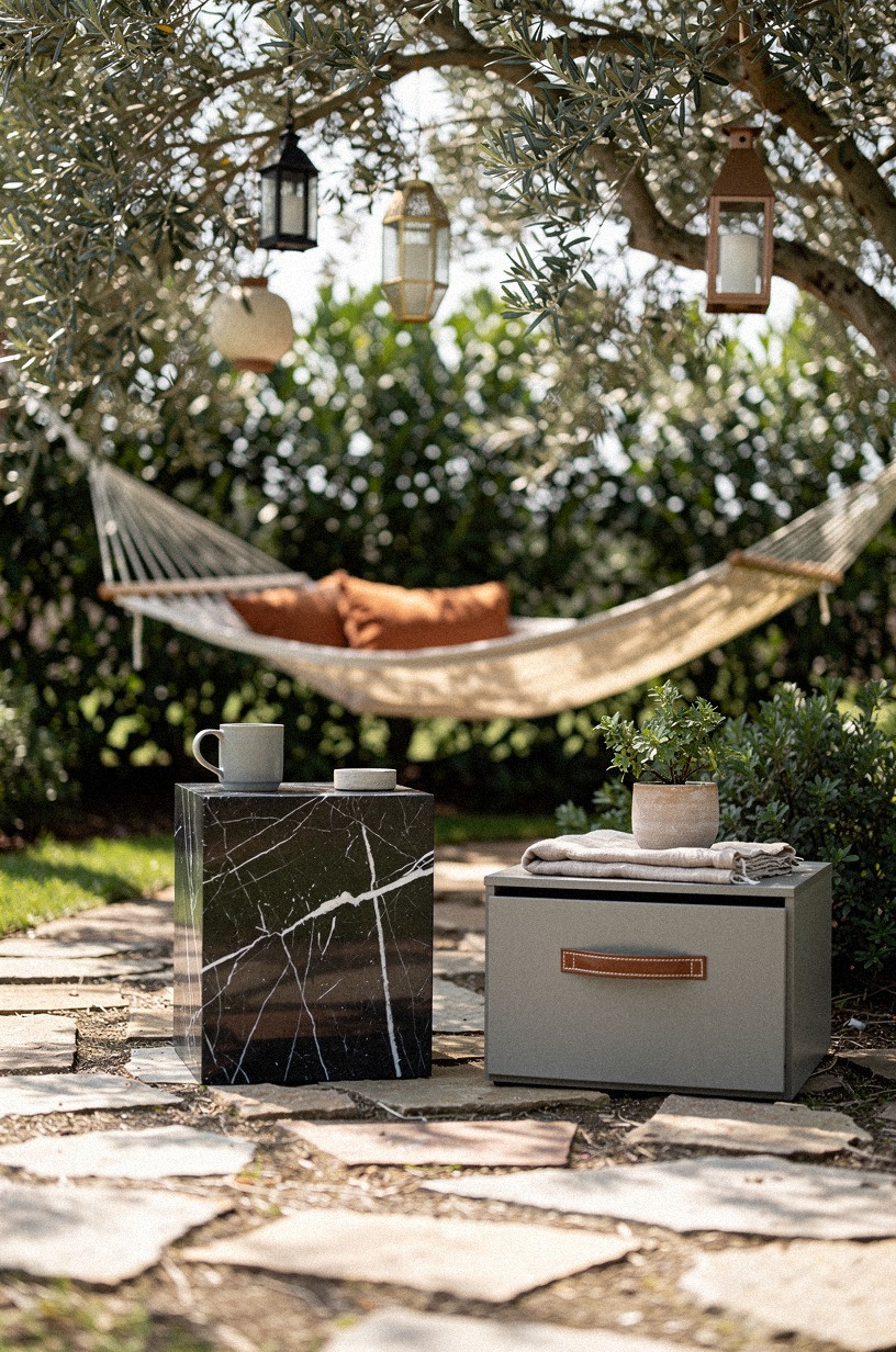 Hang lanterns from the hammock trees
