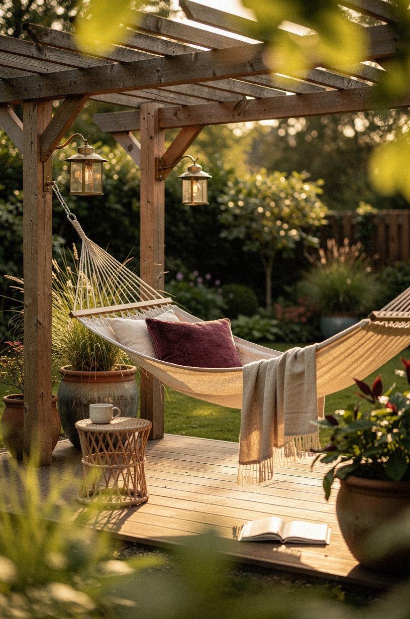 Create a pergola hammock lounge
