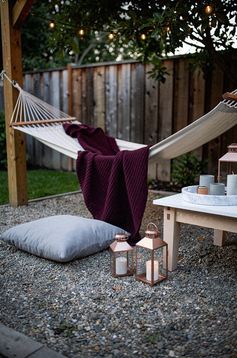 Style a hammock corner with knitted throws