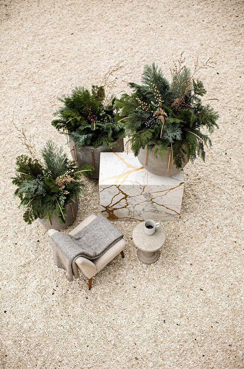 Place oversized planters beside the seating zone