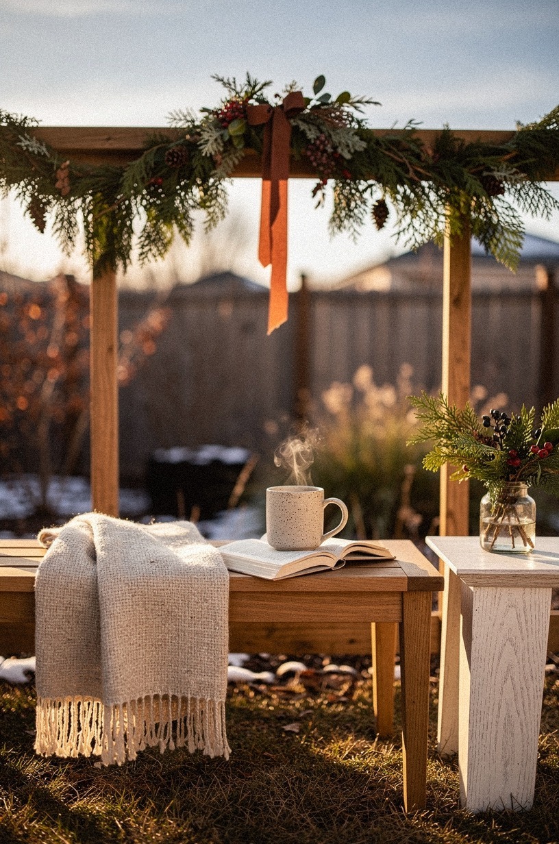 Drape garland over the fence rail