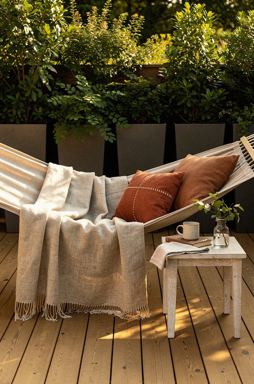 Surround the hammock with tall planters