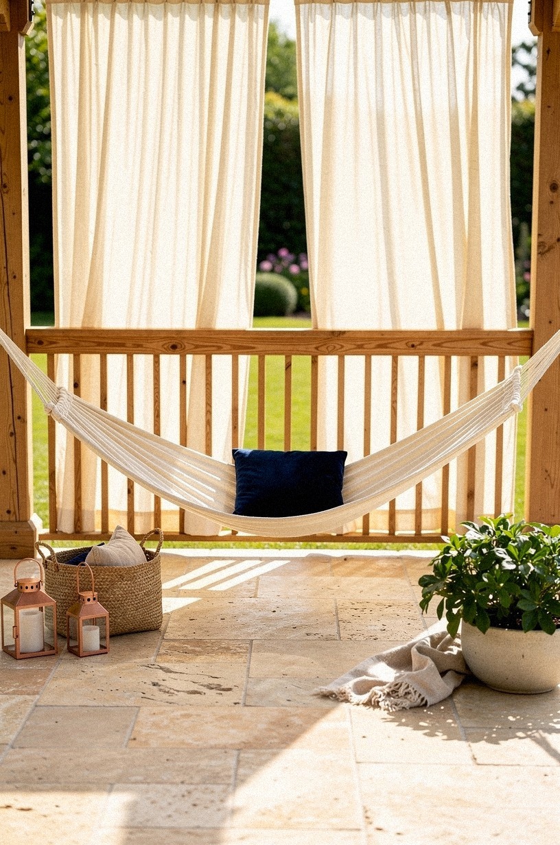 Canopy the hammock with gauzy curtains