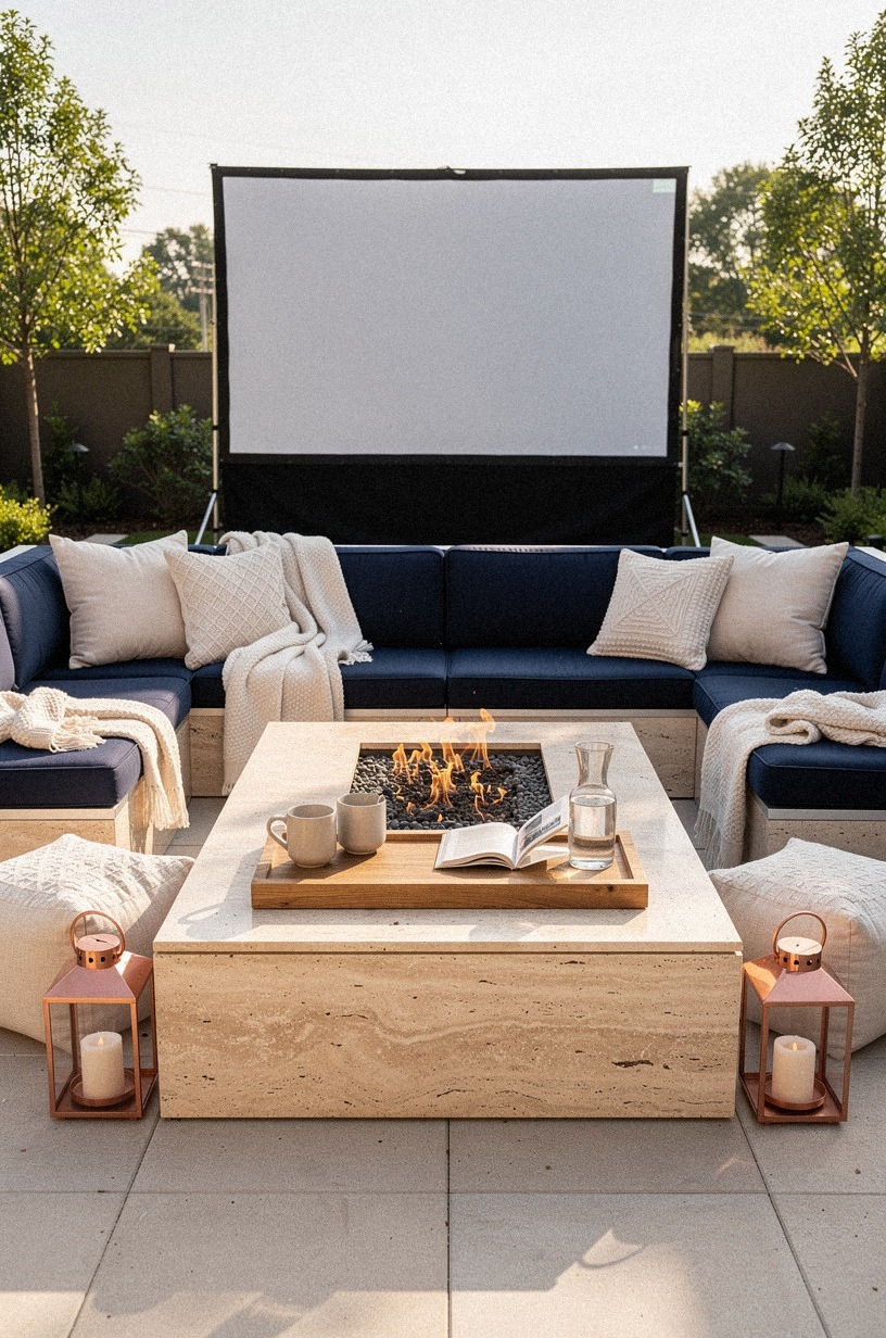 Finish with pillows around the fire pit