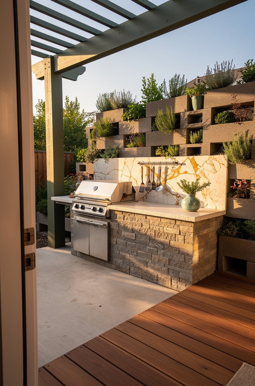 Build a <strong>Cinder Block Planter Wall</strong> for Privacy and Backdrop