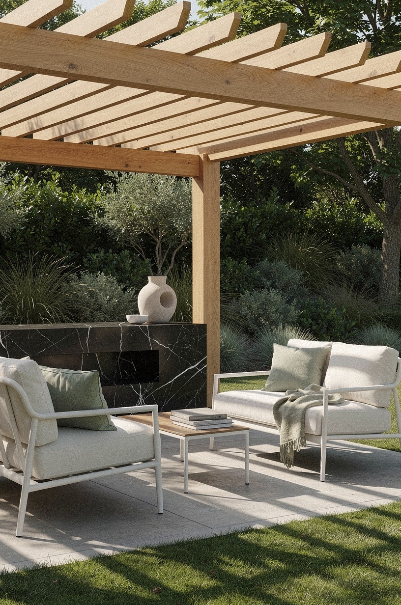 Frame the yard with a partial pergola