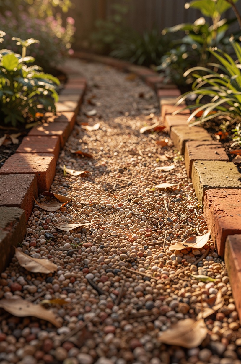 Use pea gravel (crunch underfoot)