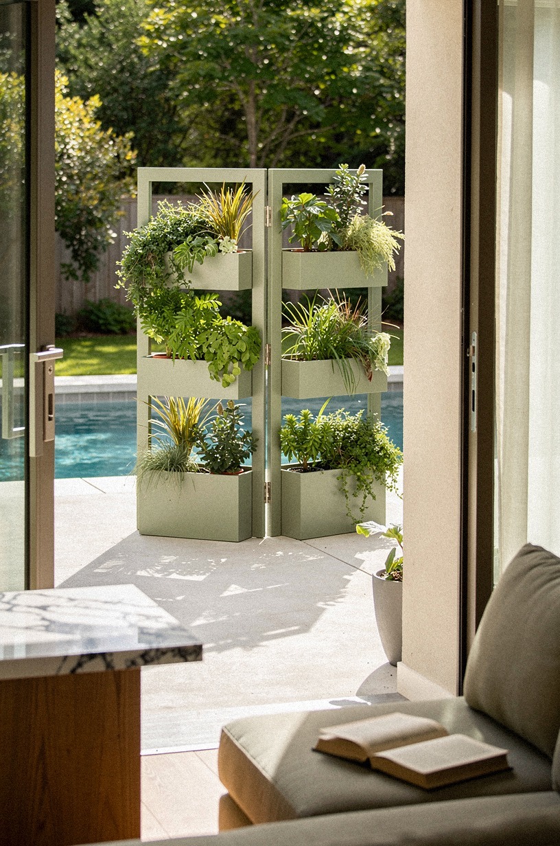 Use a folding screen as a planter wall
