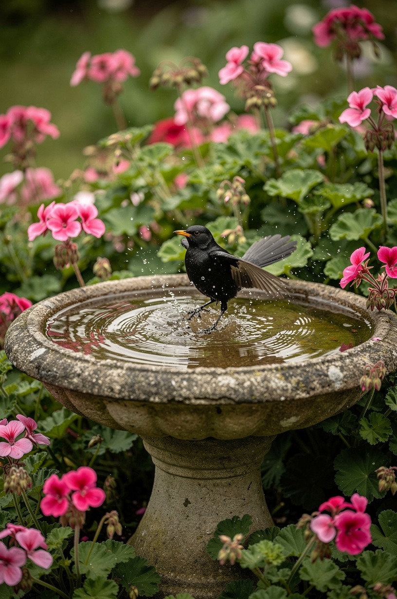 Add water that isn't a fountain (birdbath, trough, old sink)