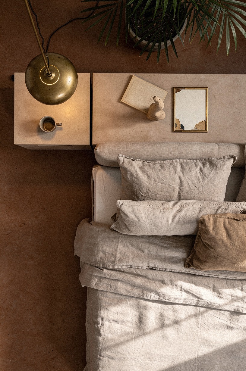 Hang a pendant low over a nightstand
