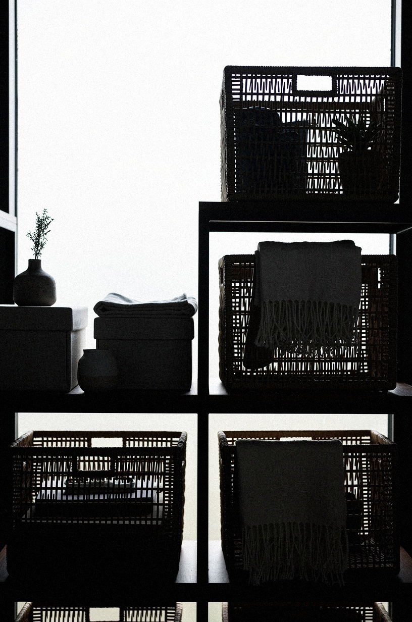 Mix open shelving with closed bins, the