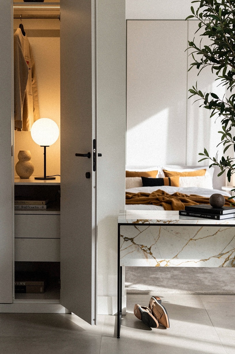 Put a lamp in the closet (and leave the door ajar)