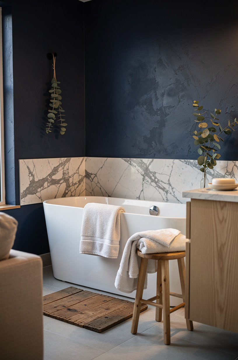 Fold a Throw Over the Tub Edge or Vanity Stool