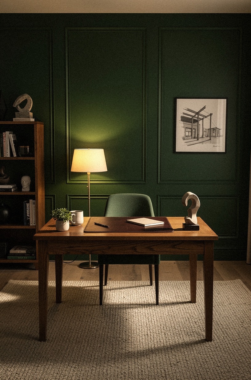 Add a leather desk pad and matching accessories