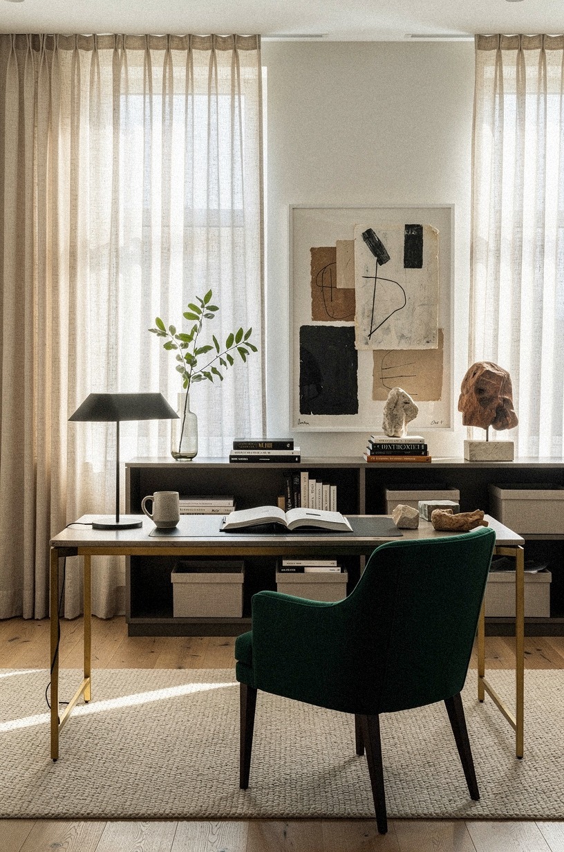 Frame the window with heavy linen drapery