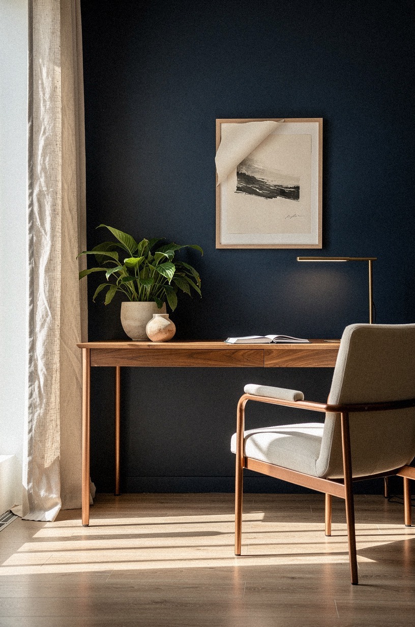 Paint the back wall in a deep, warm tone