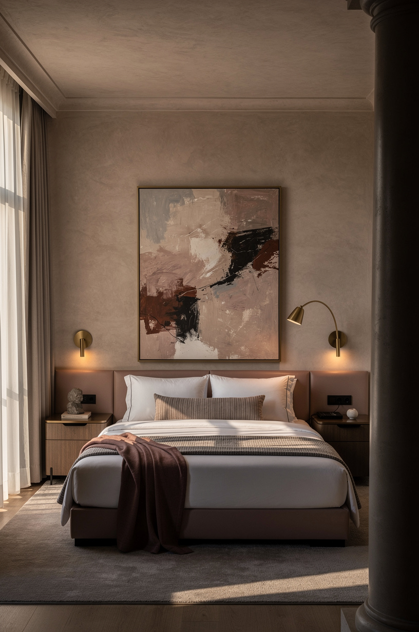 Put a Single Large-Format Piece of Art Above the Bed