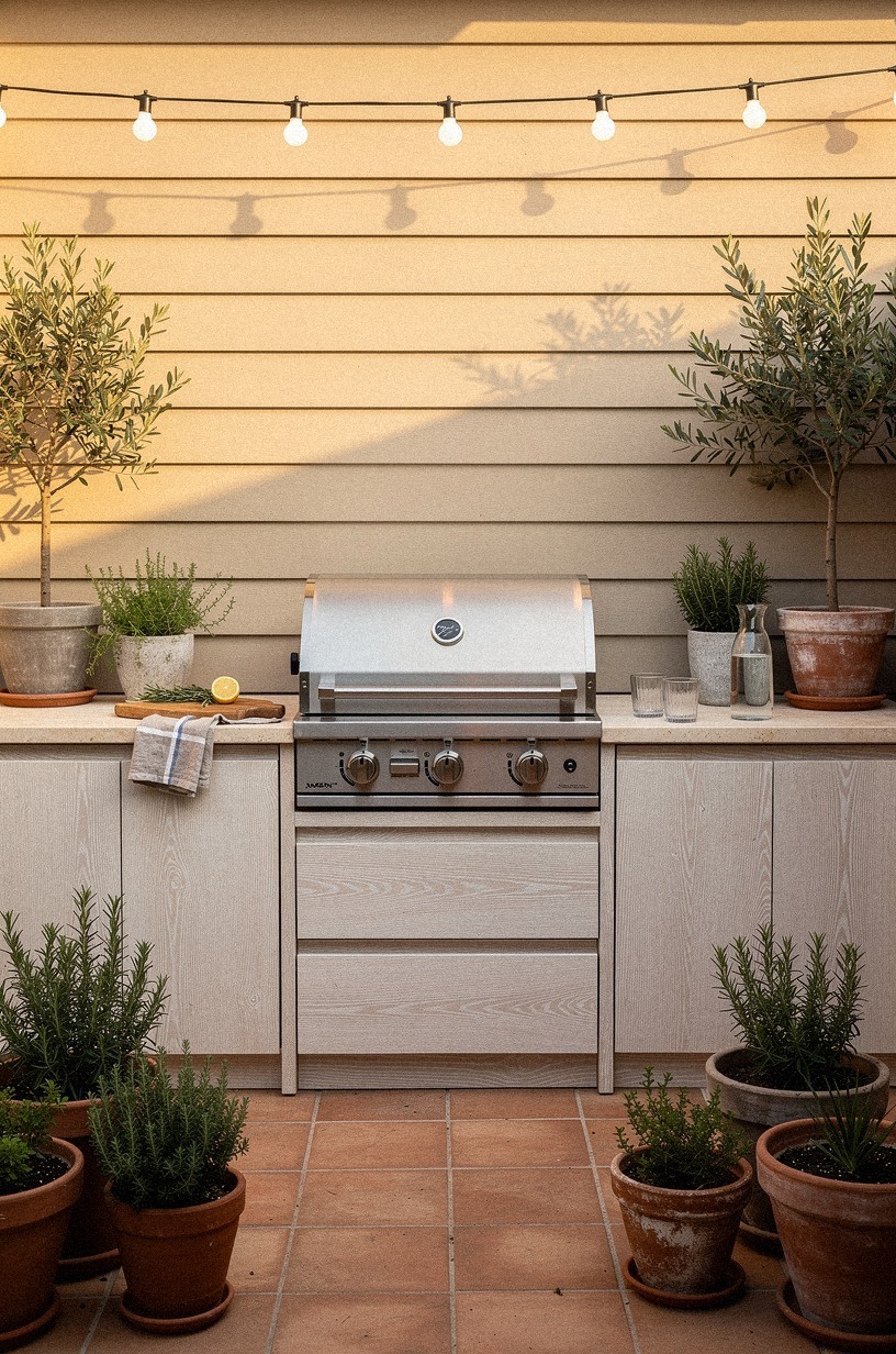 Start with a covered grill run along siding