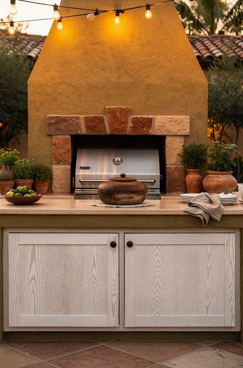 Start with a clay stucco grill wall