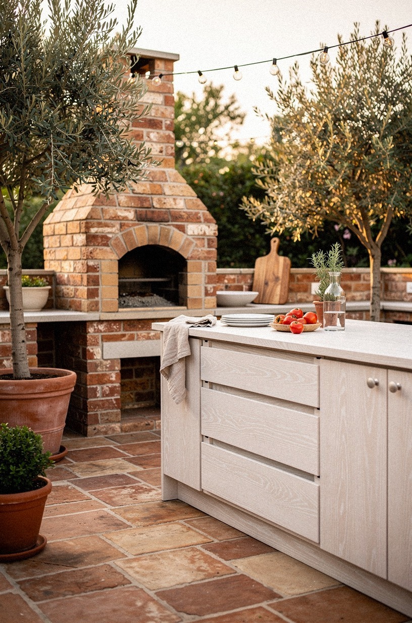 Start with a brick oven facing the prep counter