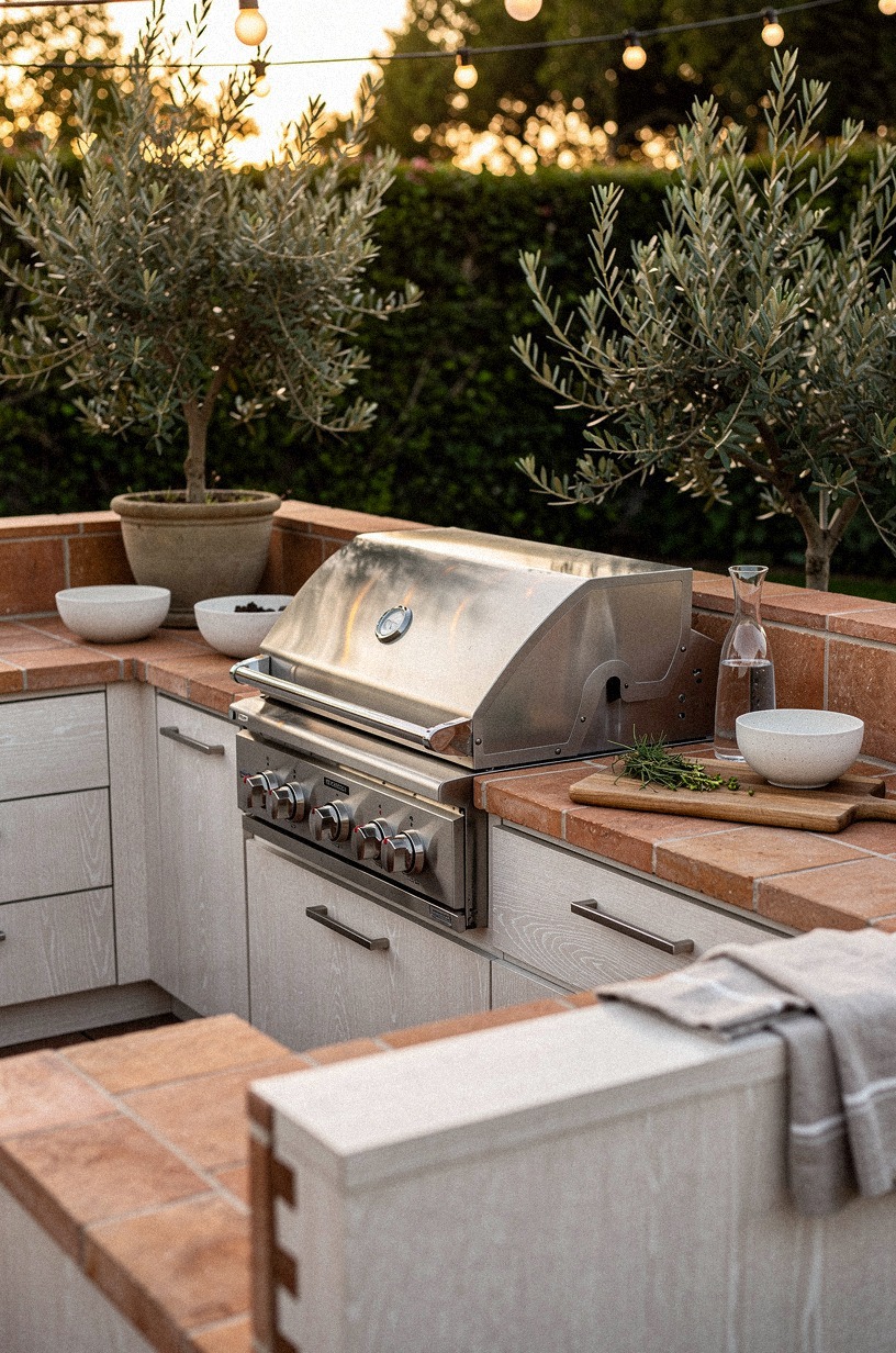 Claim the back corner with the grill wall