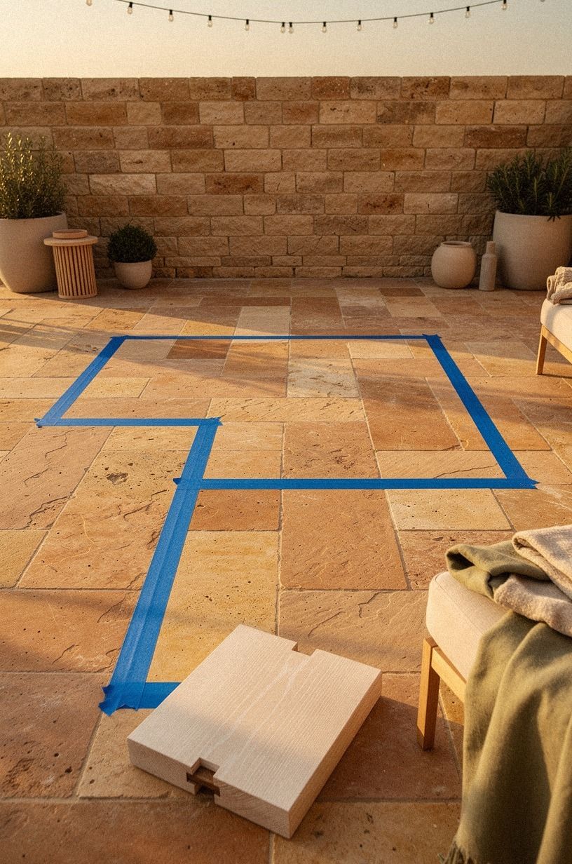 Start with the patio footprint in tape: The Tape-Test Rule