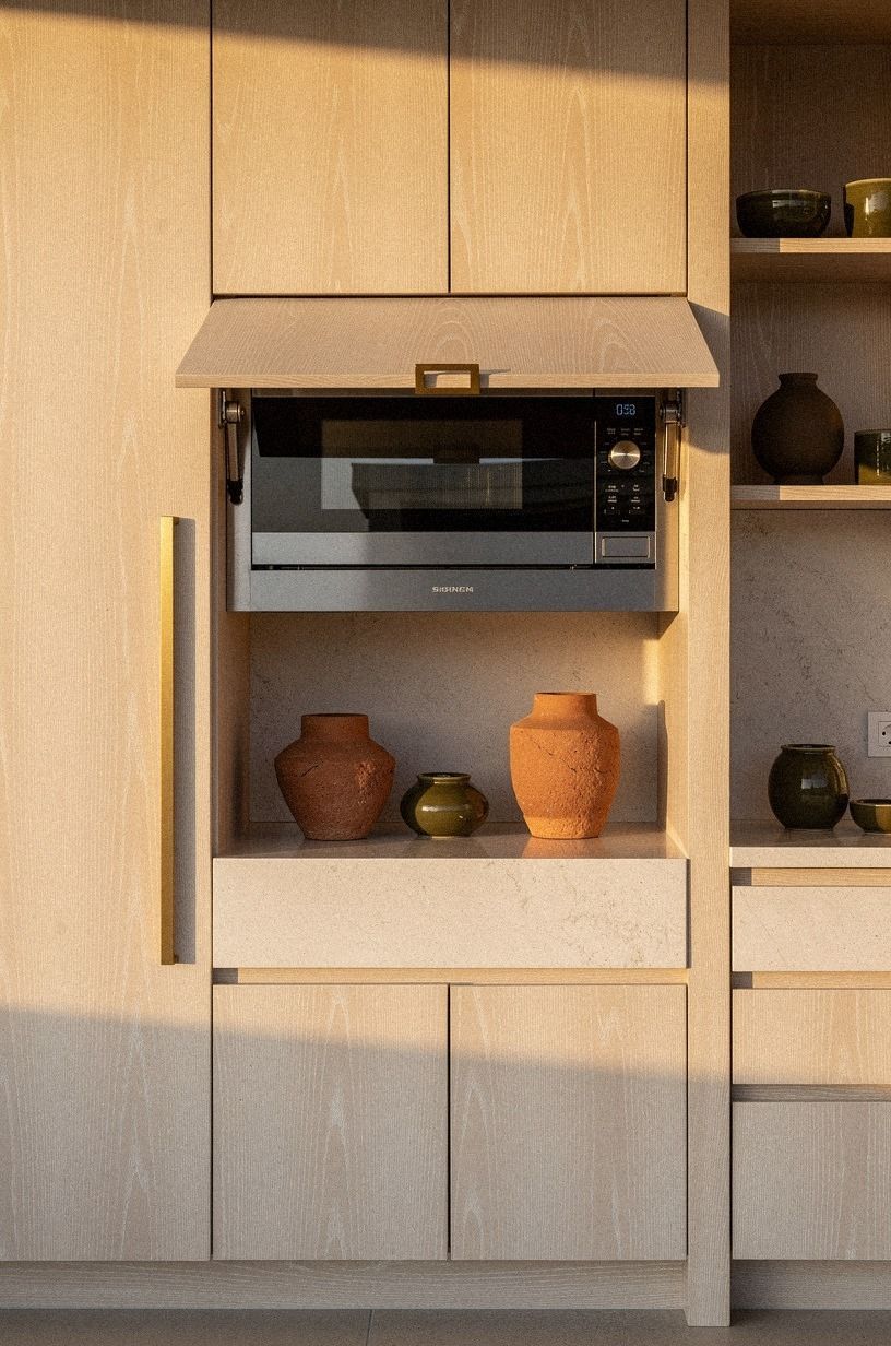 Build a tall appliance garage with lift-up doors