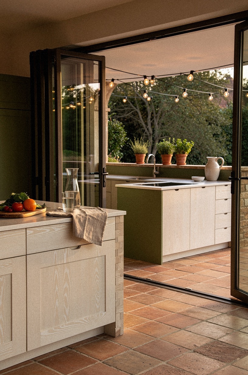 Open the wall with folding glass doors