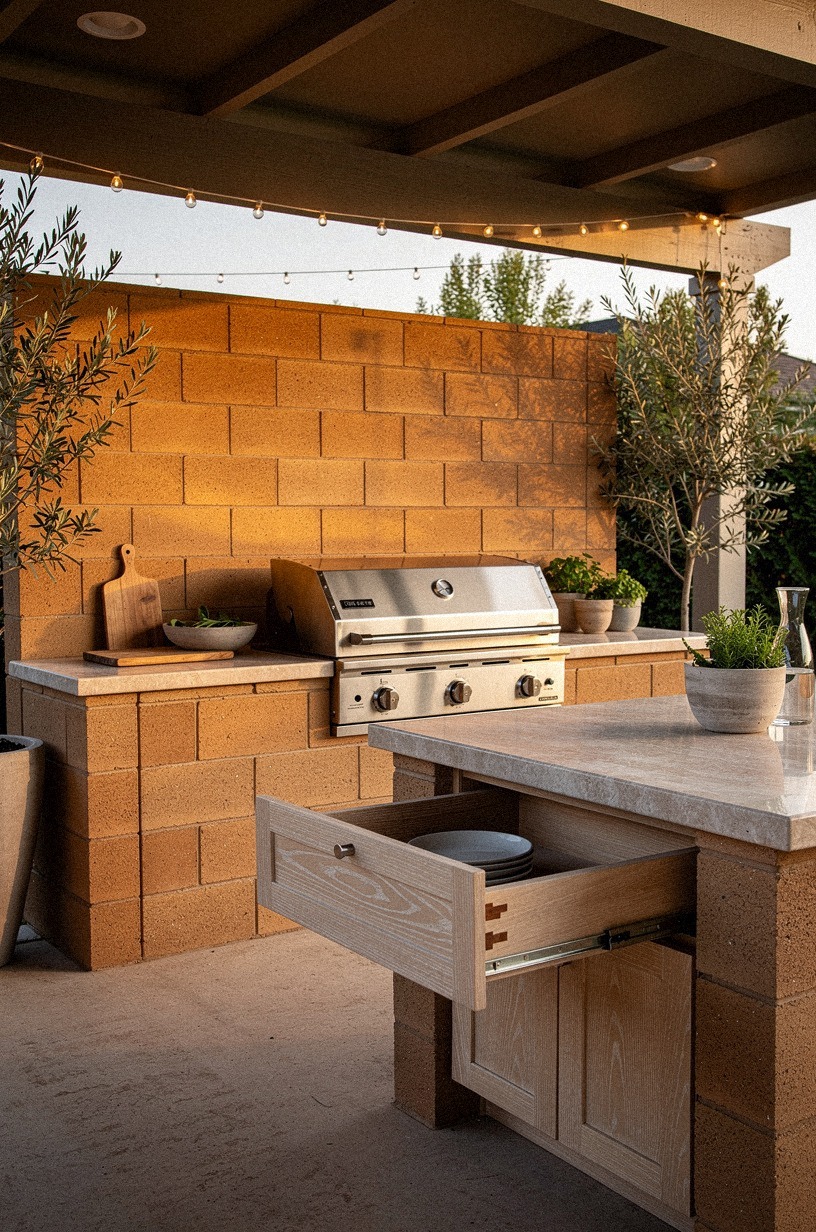 Build a cinder block grill wall