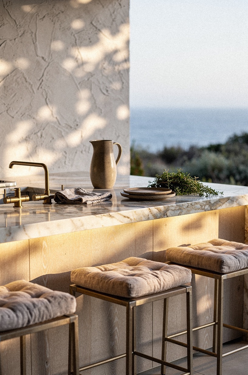 Wrap the island in pale weathered oak
