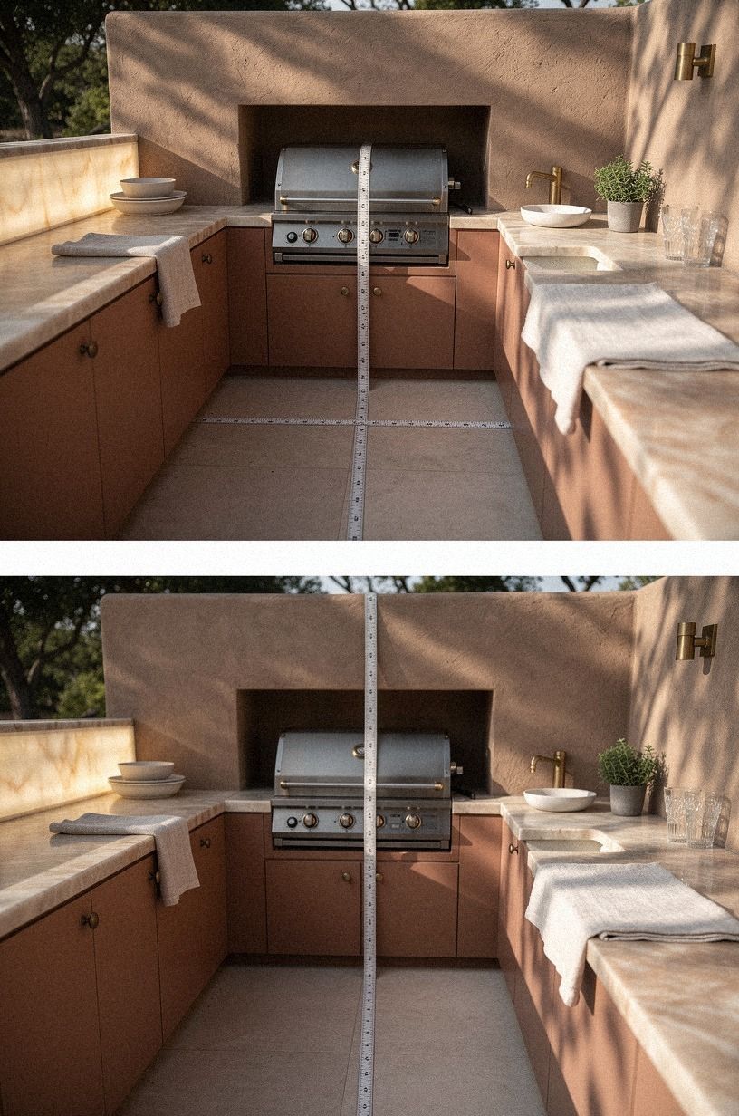 Measure three clear paths around the grill