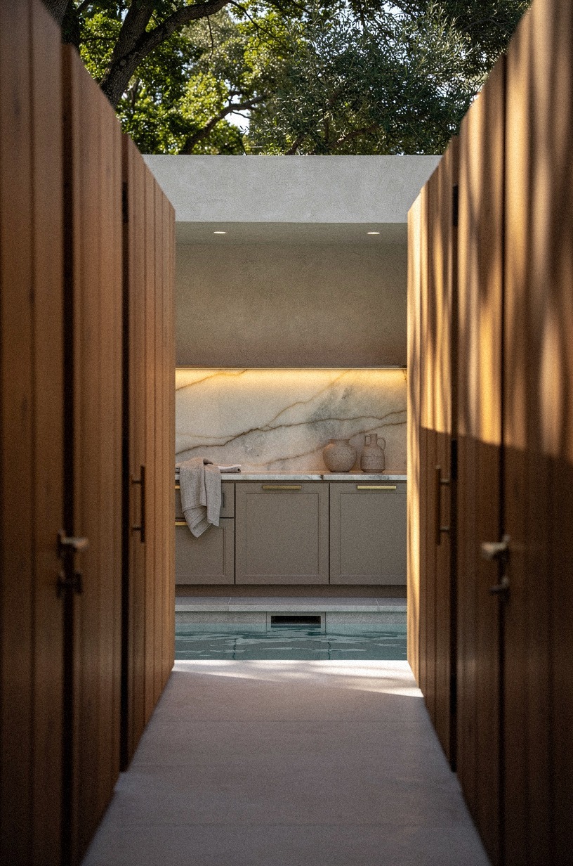 Wrap cedar screens around the hot tub