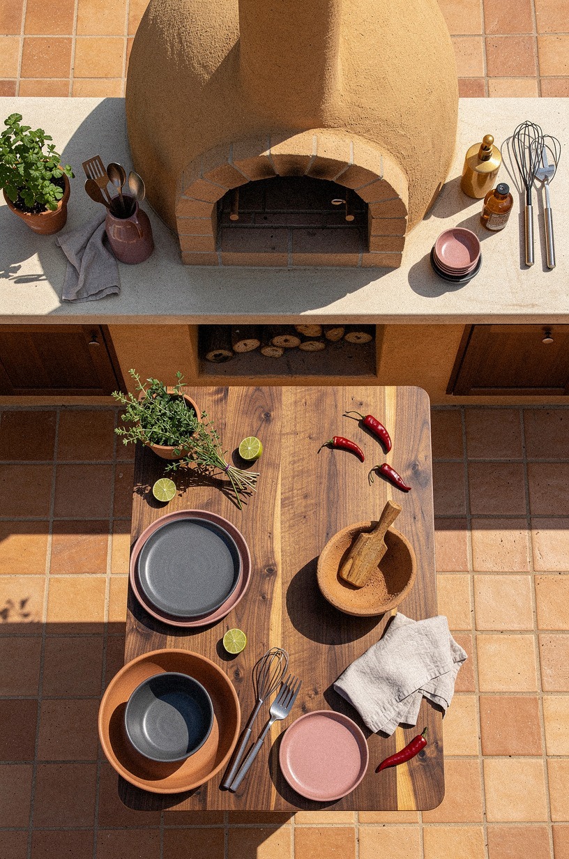 Build an adobe pizza oven corner