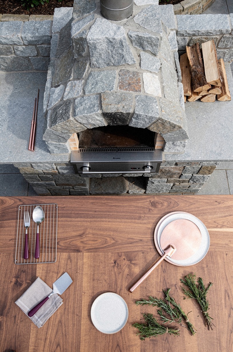 Build the pizza oven into rough fieldstone