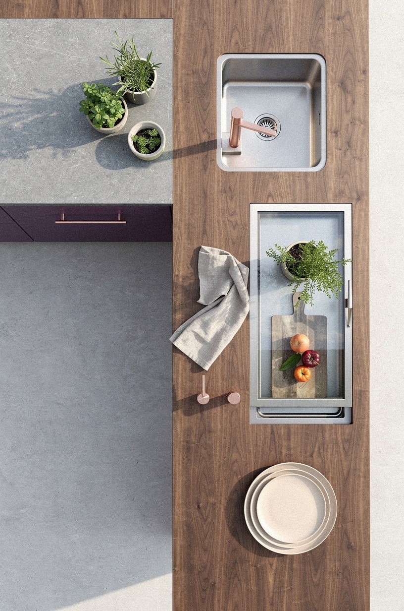 Placed the sink beside the serving window