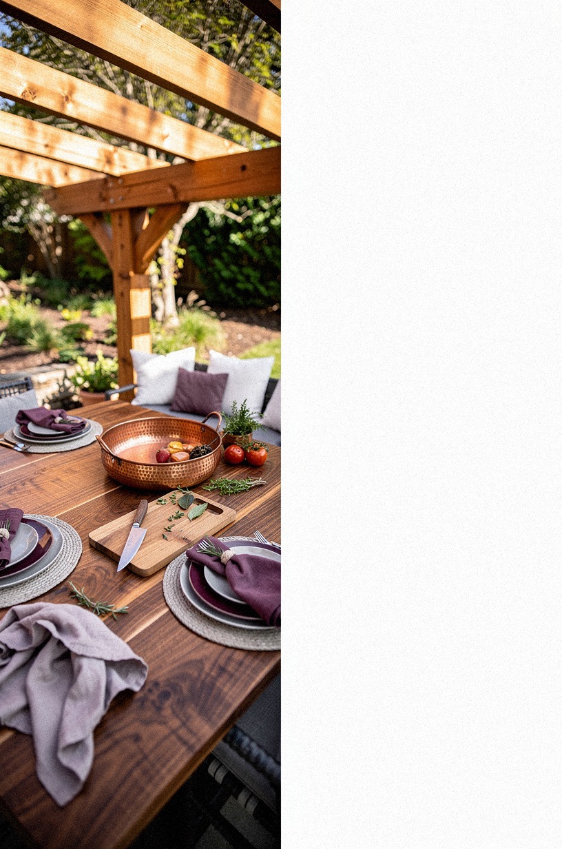 Set a cedar pergola over the island