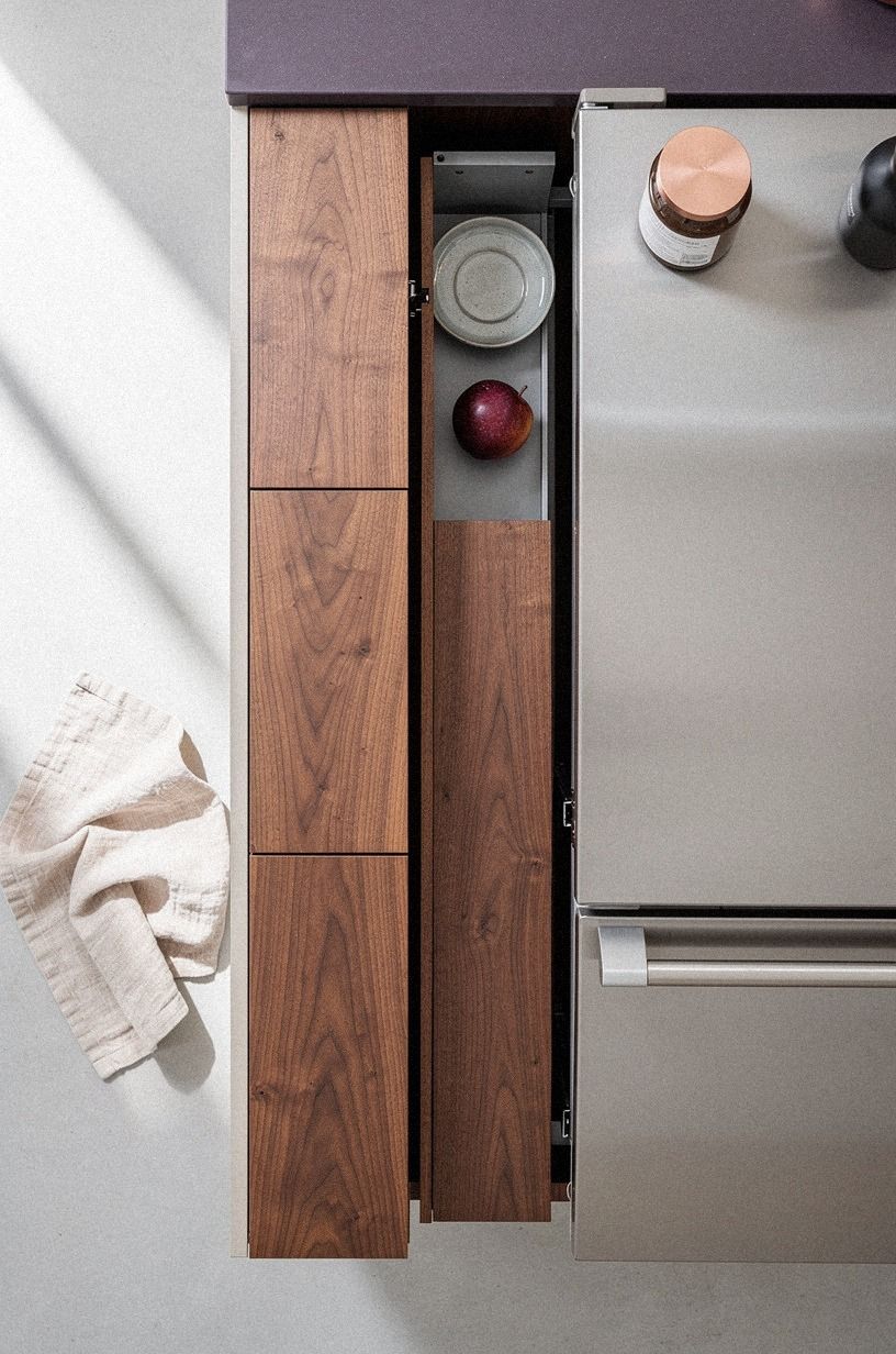 I ran skinny cabinets beside the fridge