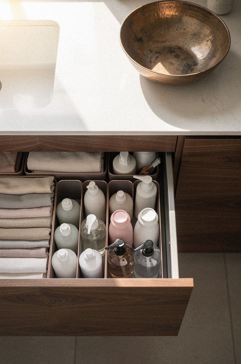 Layer pullout bins under the basin