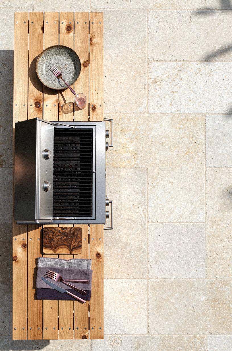 Frame the grill zone with cedar slats