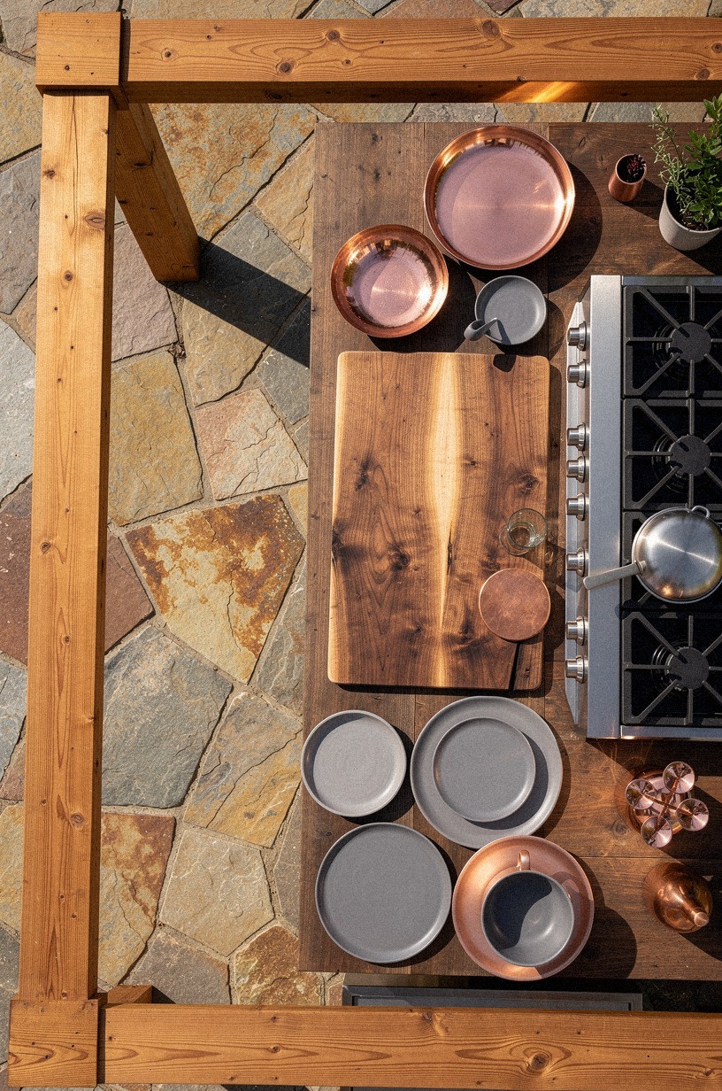 Frame the stove bay with cedar posts