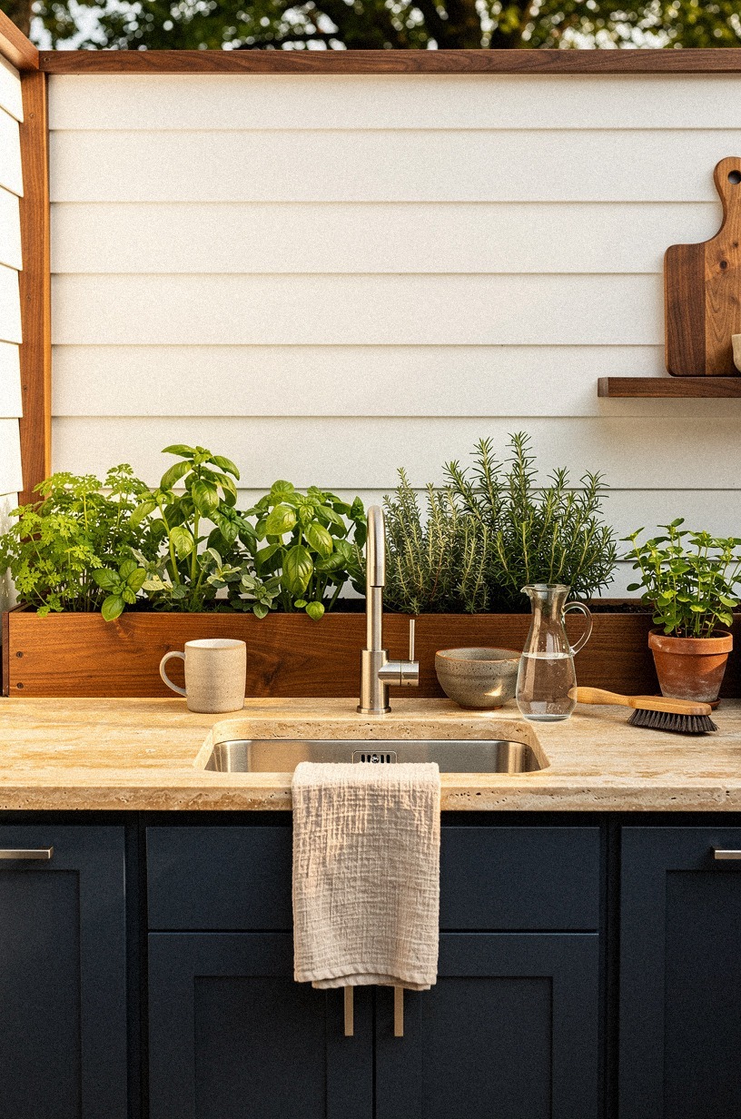 Run a garden sink beside the herb bed