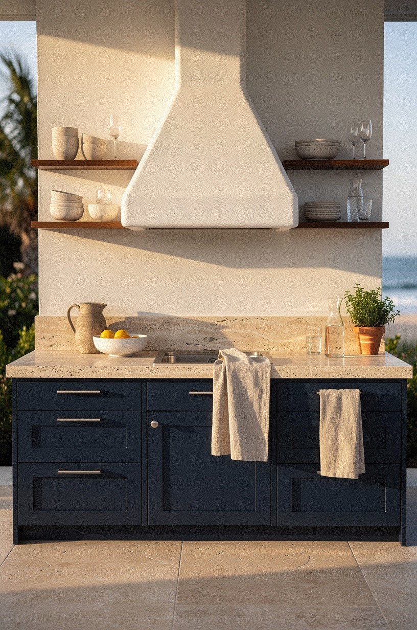 Anchor the patio with a shellstone counter