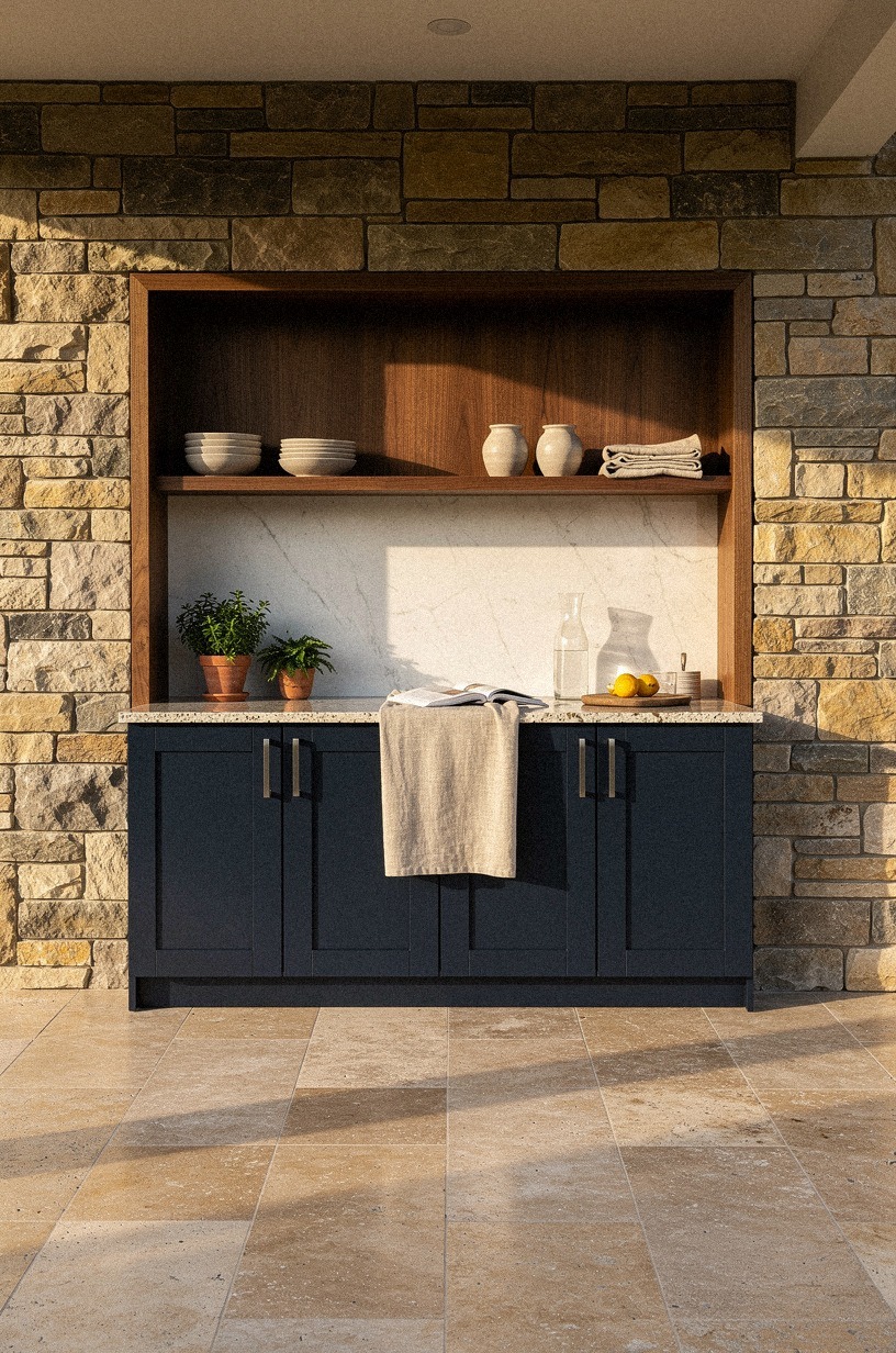 Run granite counters along the exterior wall