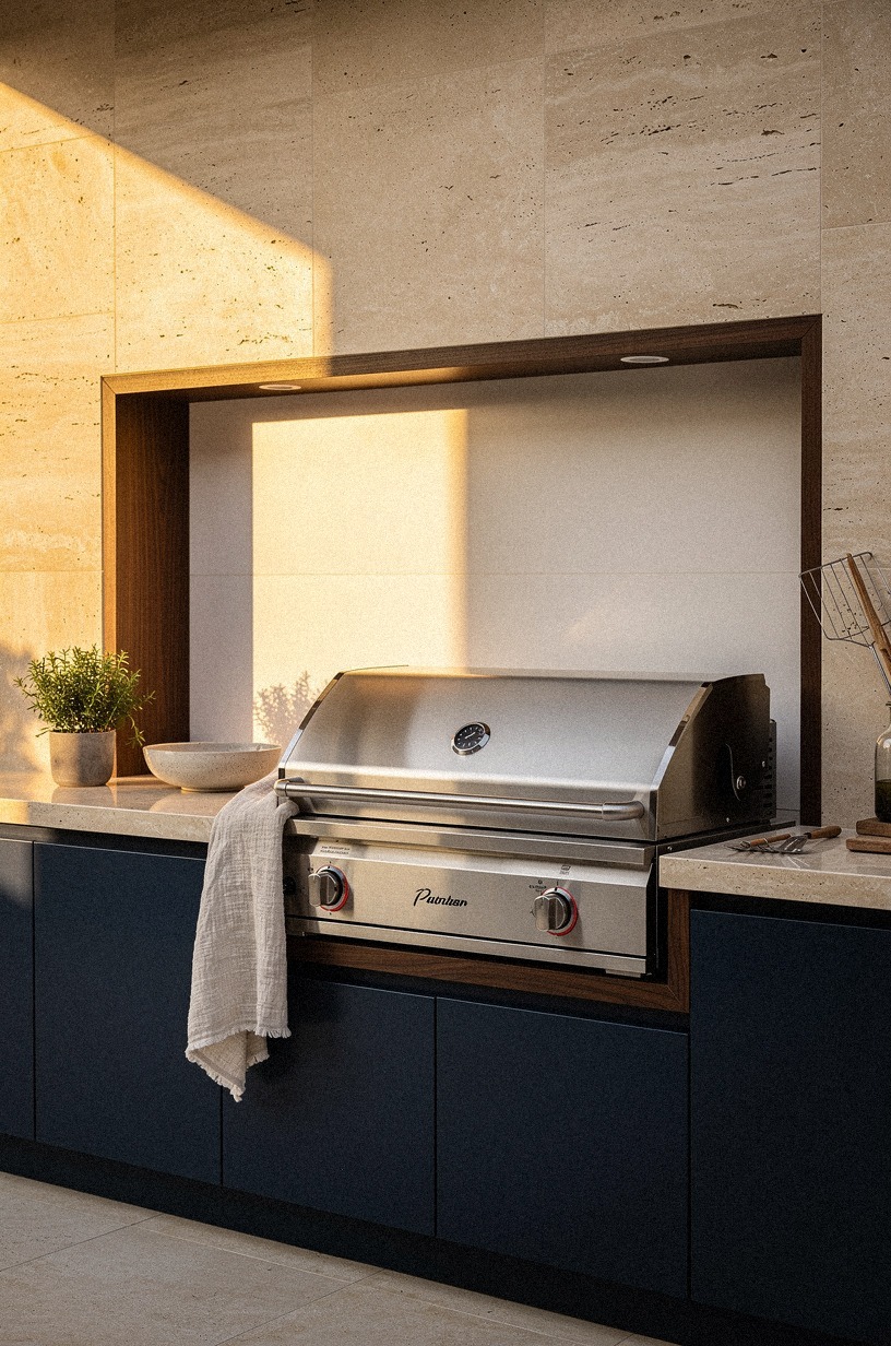 Frame the grill bay with heat shields