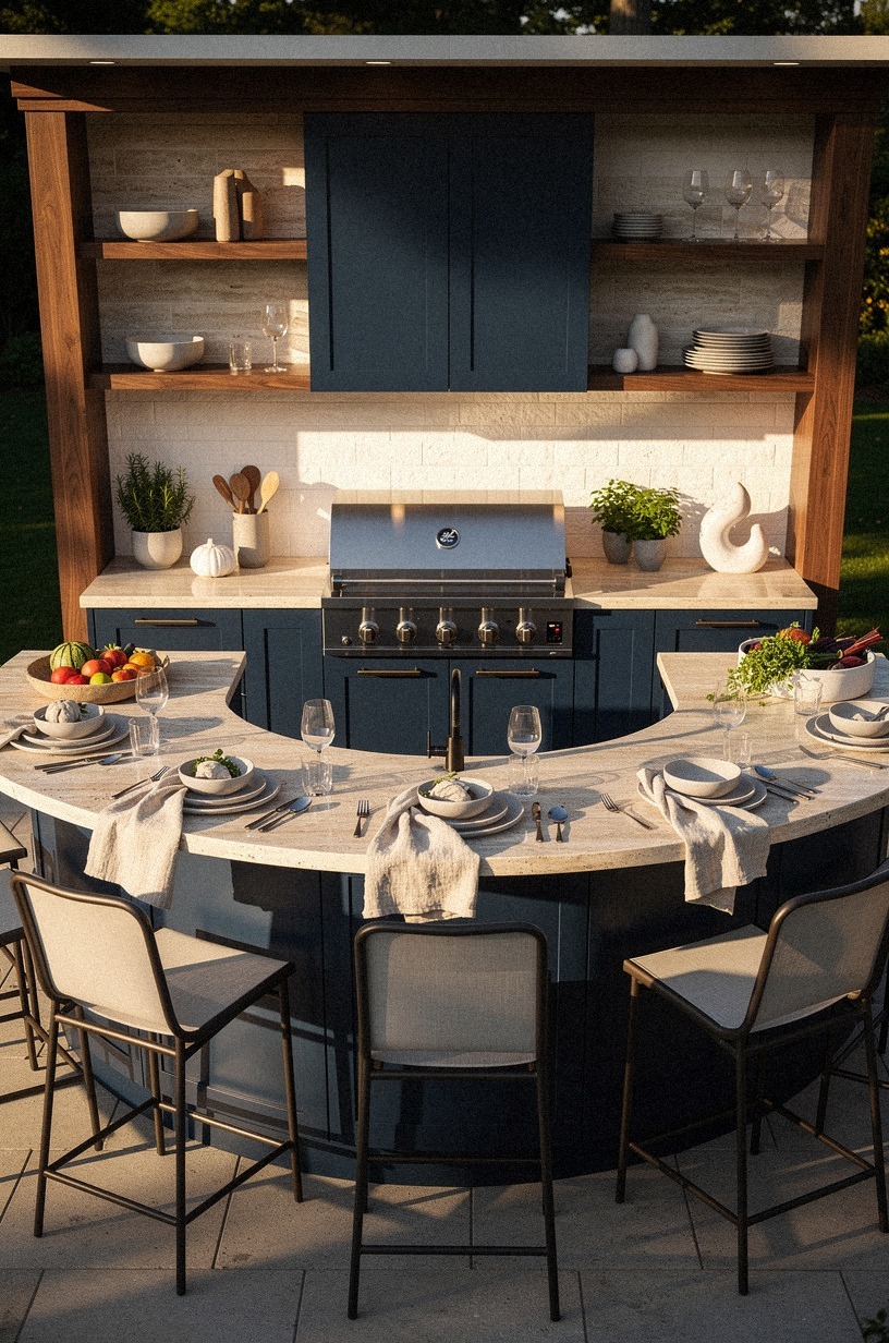Choose a curved counter for backyard parties