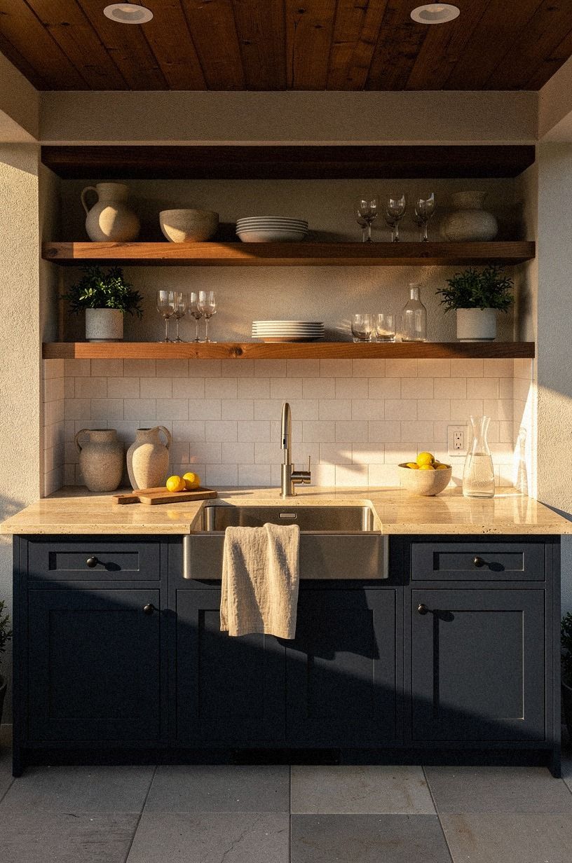 Set the sink beneath the covered patio edge