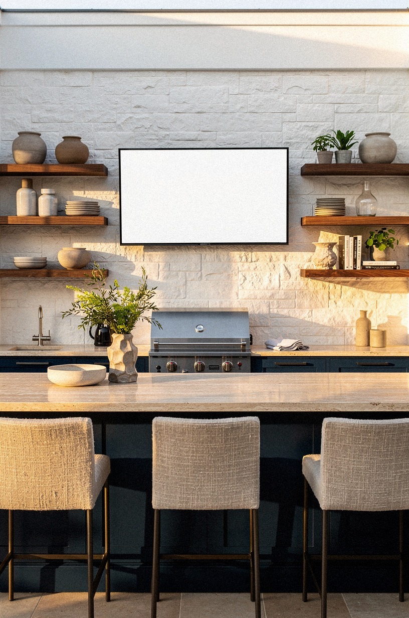 Build the bar facing the outdoor screen