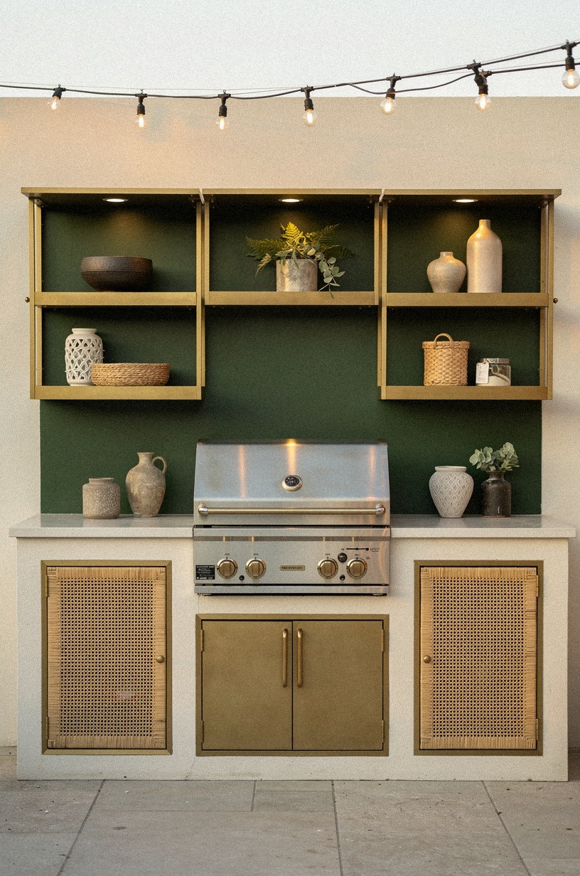 Tuck puck lights inside open shelving (Why let storage disappear?)