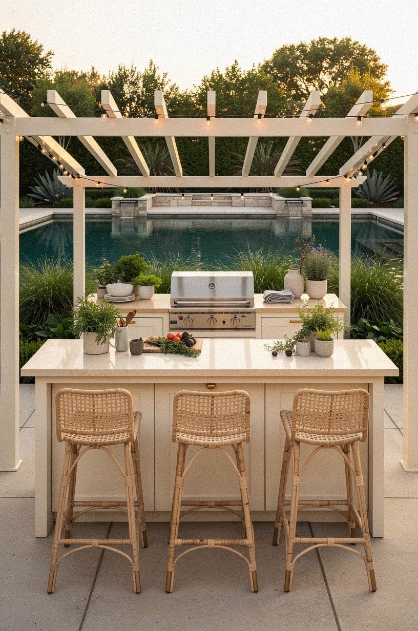 Anchor the pergola over the cook zone